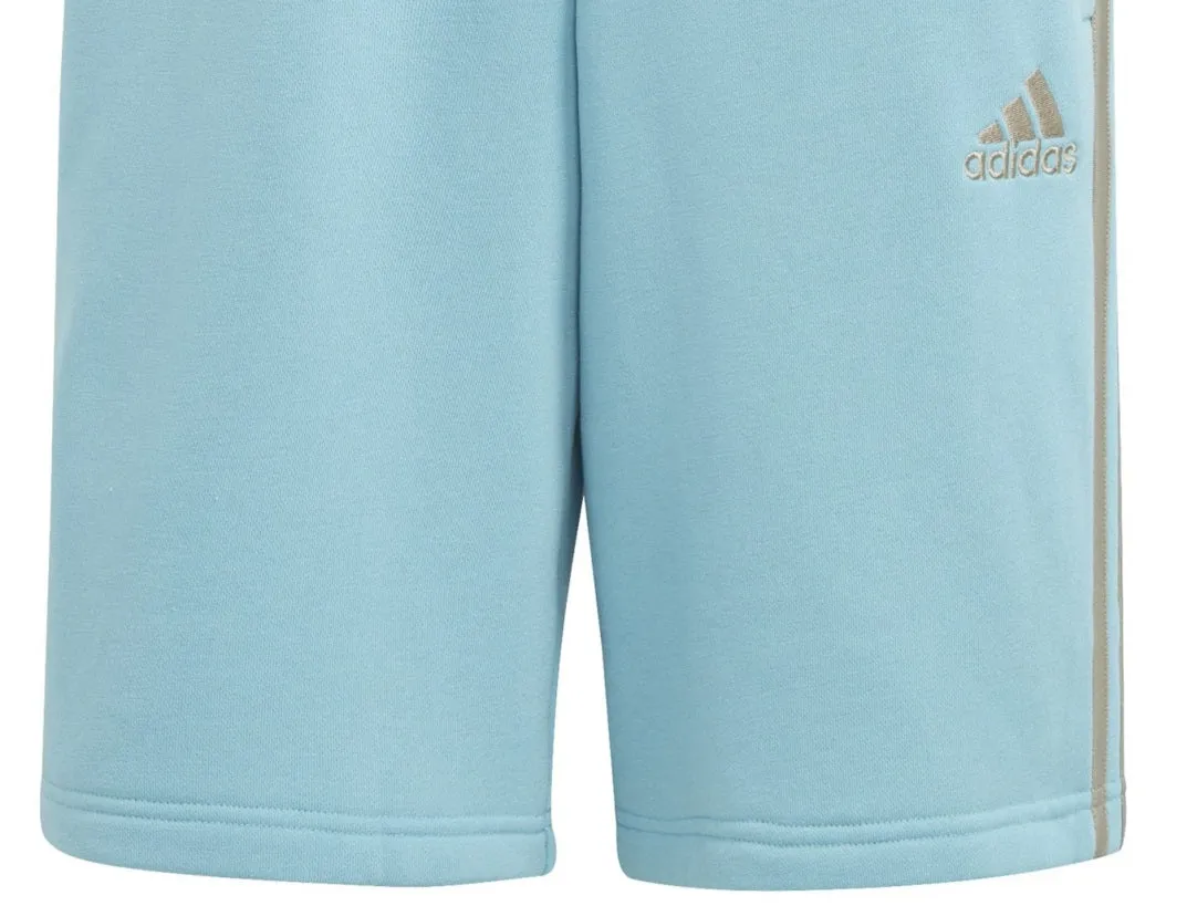 adidas Men's 3 Stripes 10 Fleece Shorts Blue Size Small