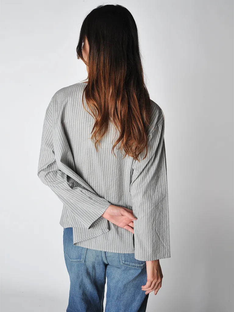 Anthracite Grey Striped Blouse