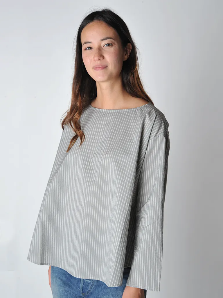 Anthracite Grey Striped Blouse