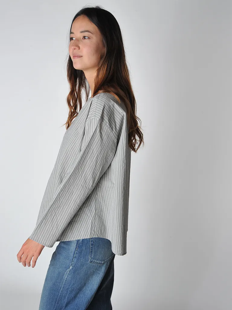 Anthracite Grey Striped Blouse