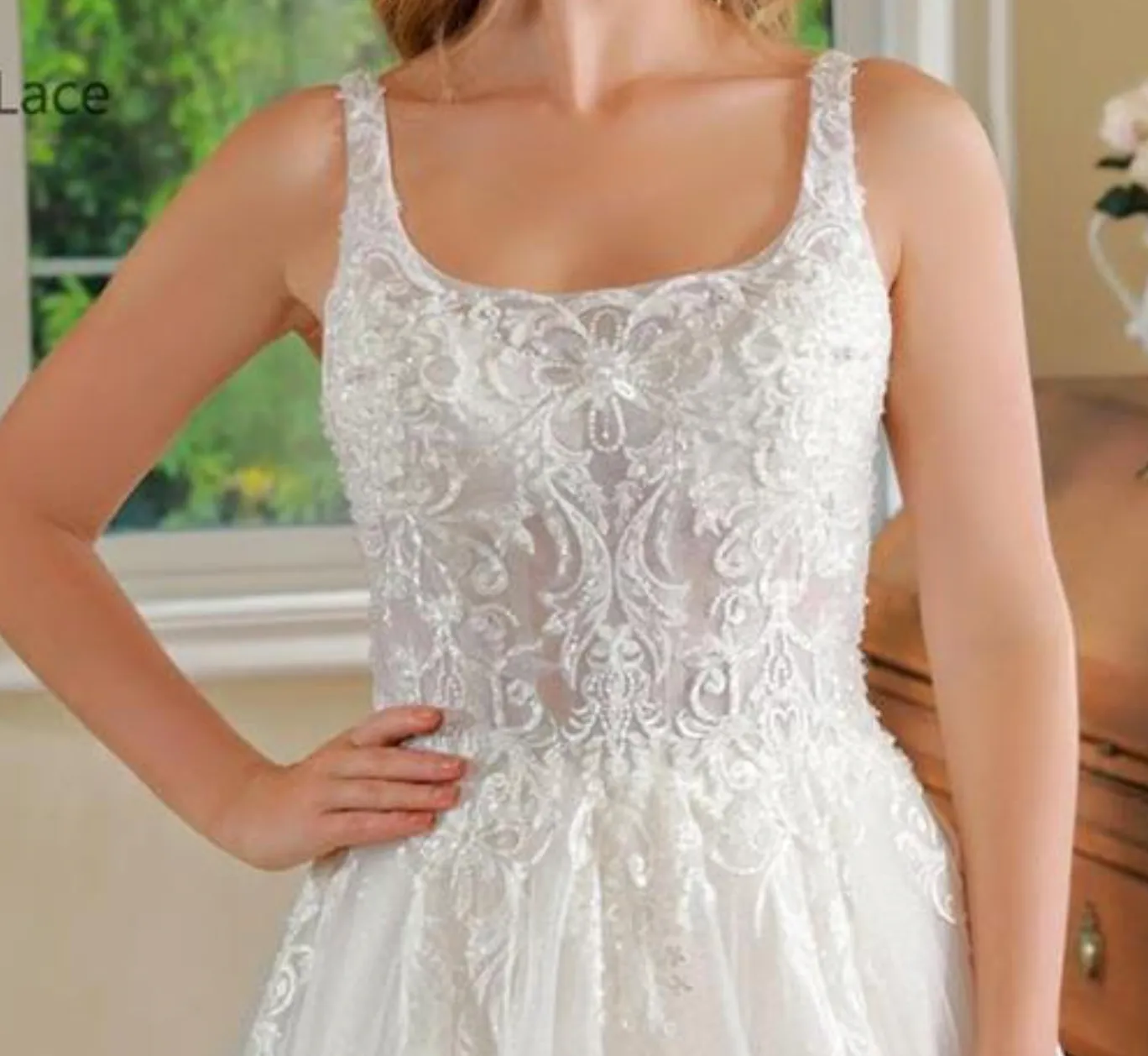 Beaded Lace A Line Bridal Wedding Gown