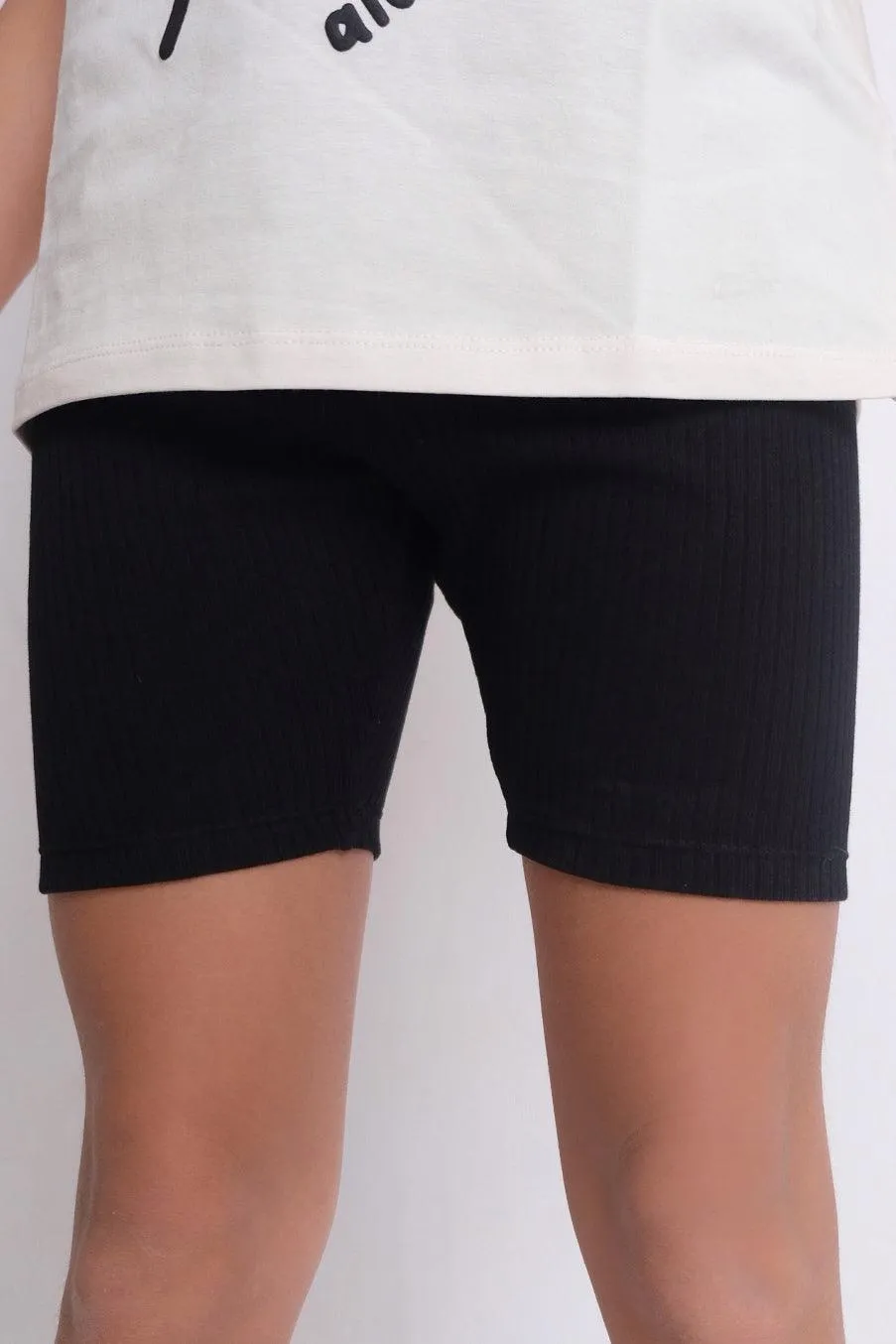 Black Ribbed Shorts