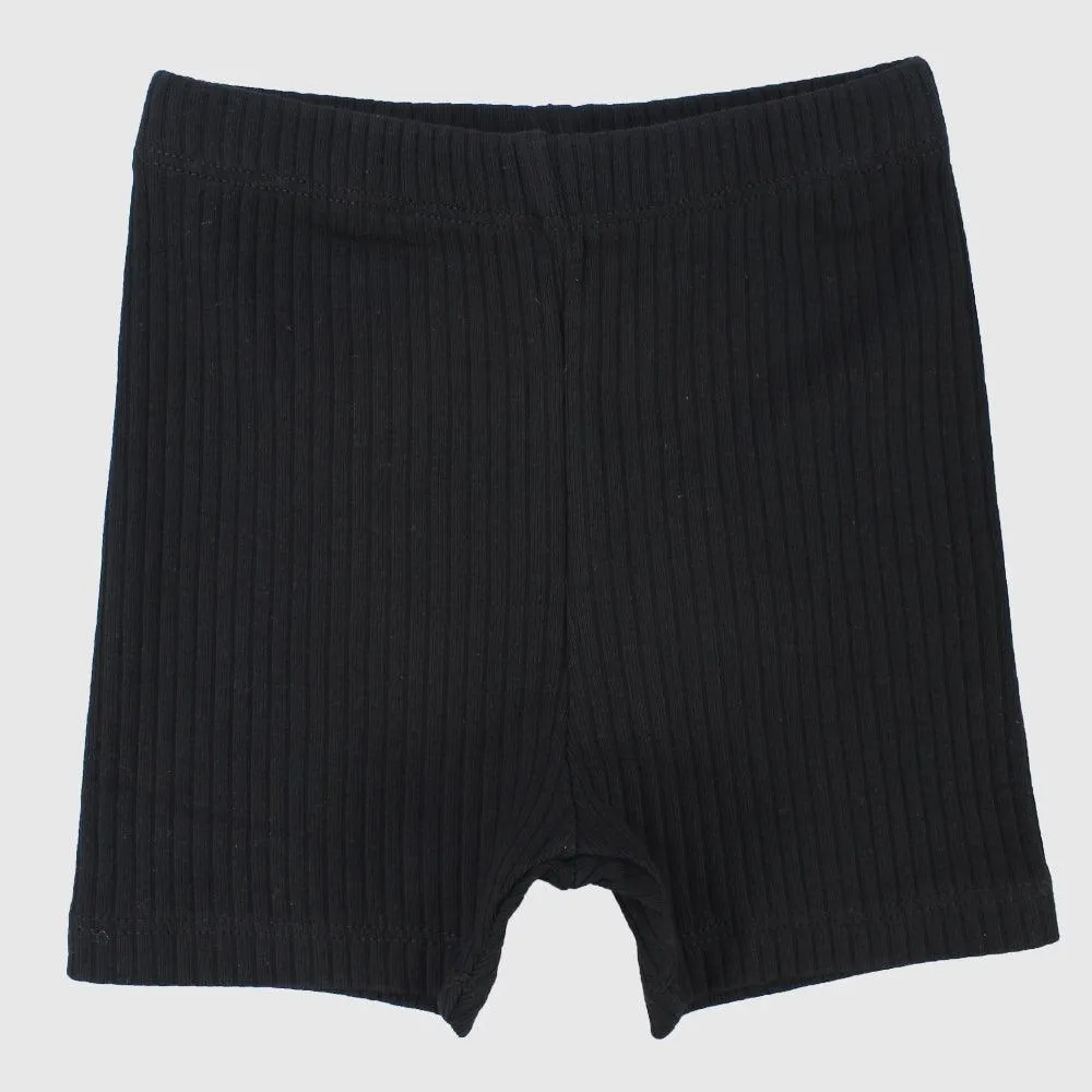 Black Ribbed Shorts