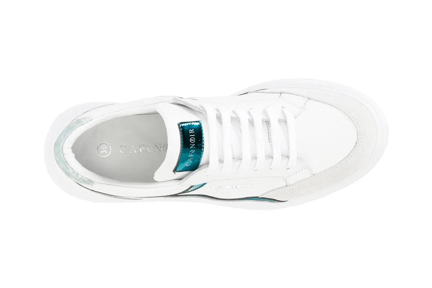 CafèNoir women's sneakers with 40 heel and upper with mint mirror inserts C1DE1810 W067 multi mint