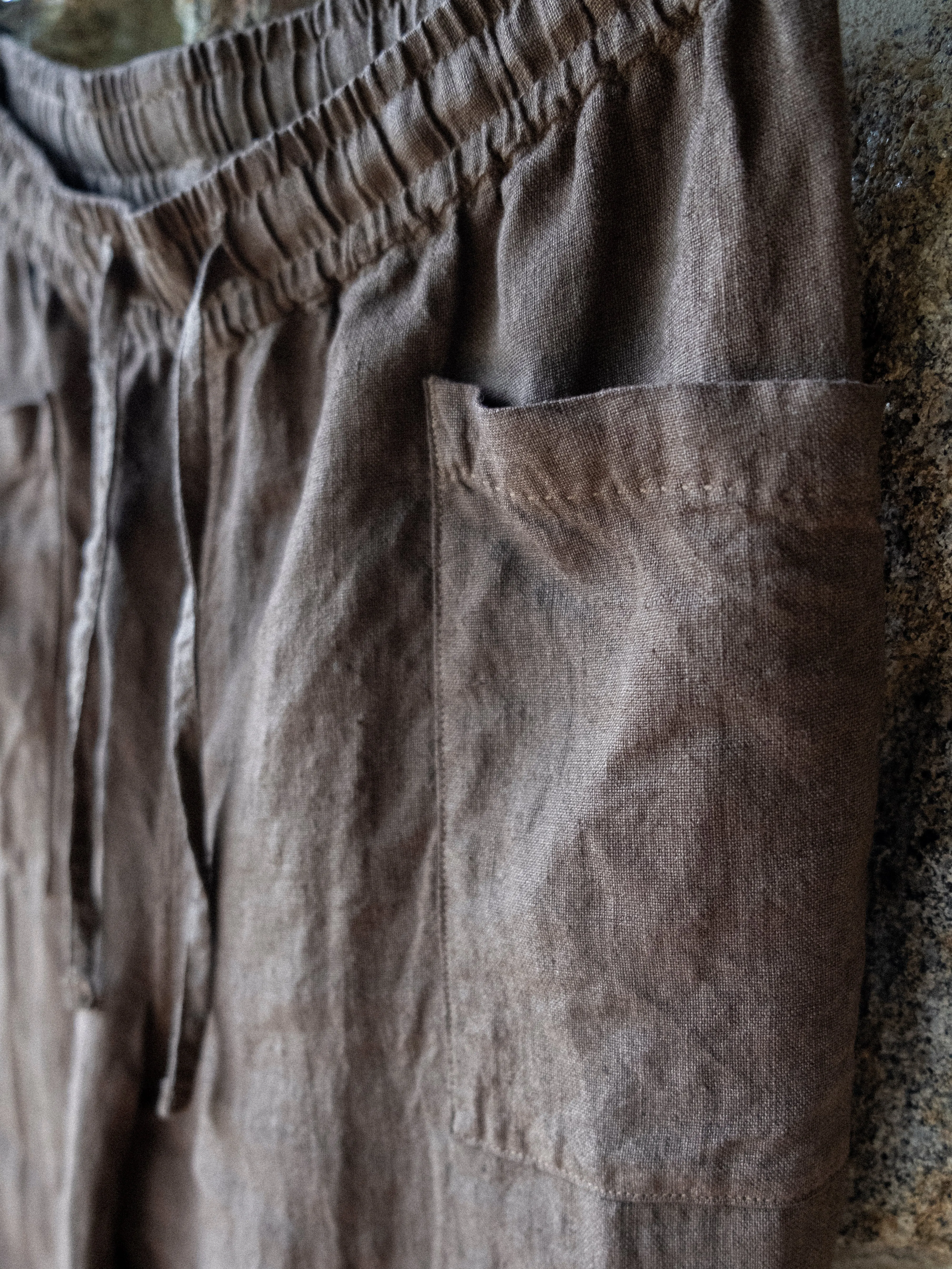 Chocolate Brown Cutch & Iron Hand-Dyed Hemp Easy Trousers