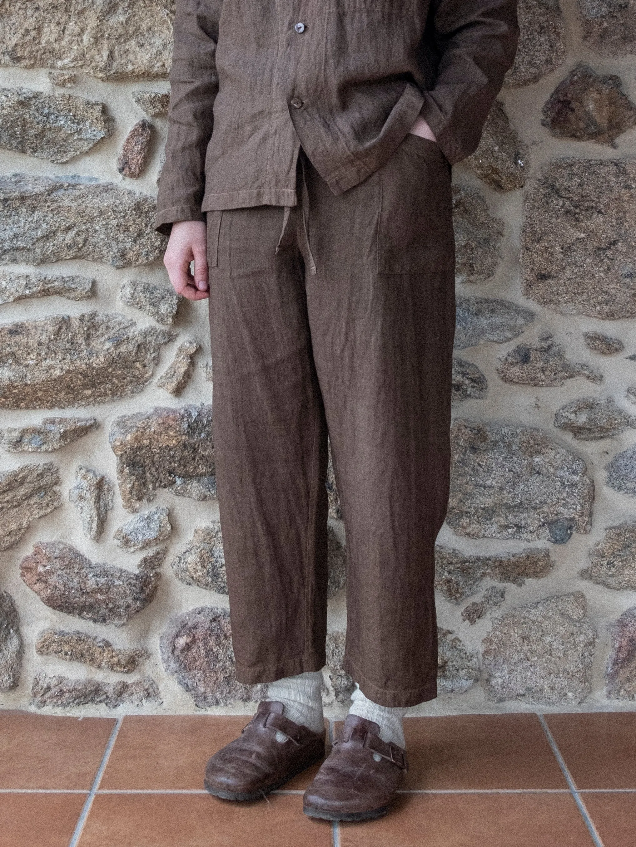 Chocolate Brown Cutch & Iron Hand-Dyed Hemp Easy Trousers