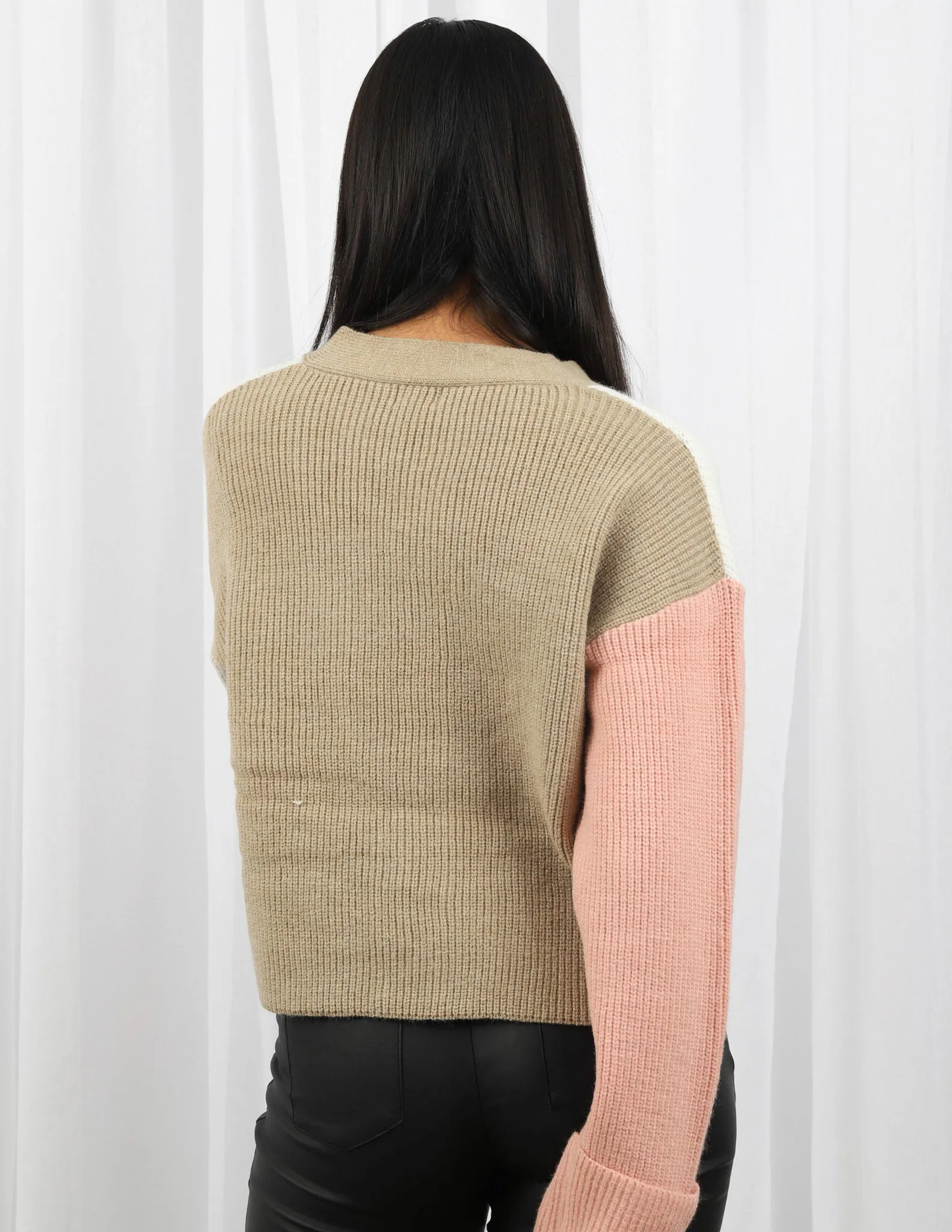 Colour Block Crop Knit Cardi