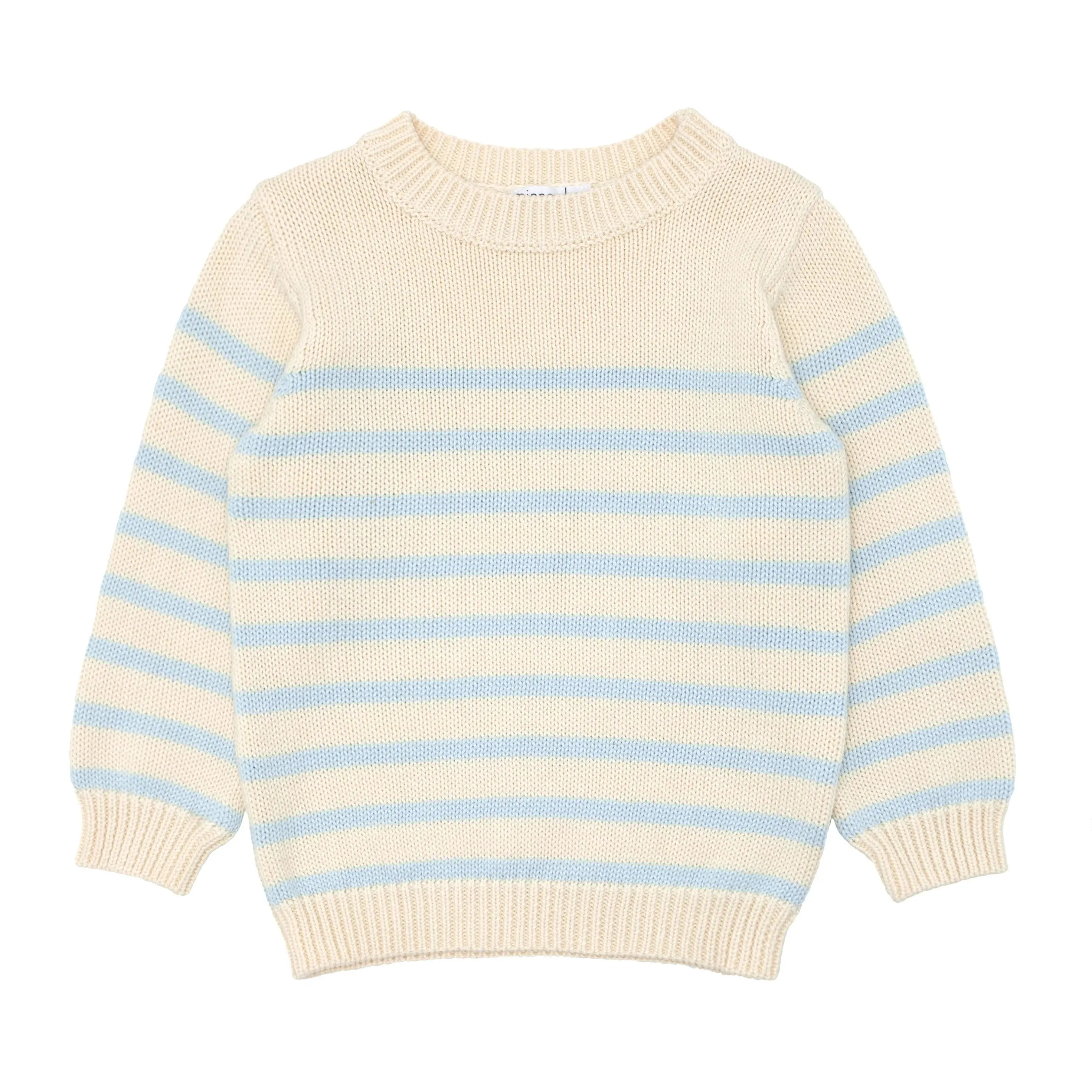 Cream and Blue Stripe Knit Sweater