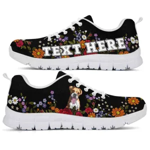 Custom Name Boxer Sneaker, Boxer Colorful Flower Floral Dog Lovers Sneakers Gym Running Shoes, Best Running Shoes