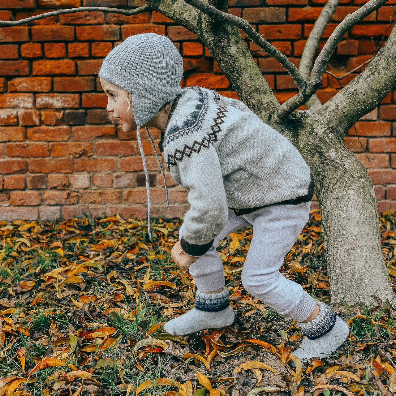 FairIsle Mountain Cardigan - 100% Baby Alpaca - Grey (18m-8y)