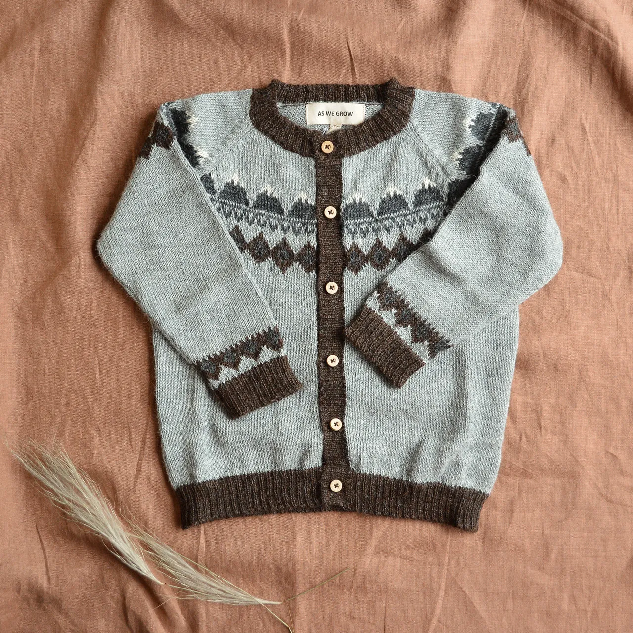 FairIsle Mountain Cardigan - 100% Baby Alpaca - Grey (18m-8y)