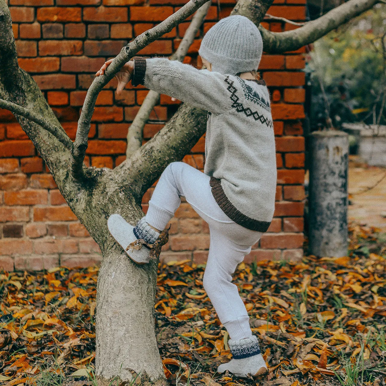 FairIsle Mountain Cardigan - 100% Baby Alpaca - Grey (18m-8y)