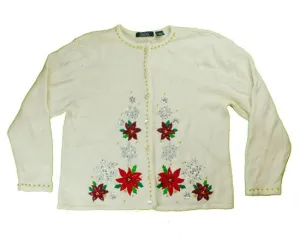 Falling Snow And Flowers-Large Christmas Sweater