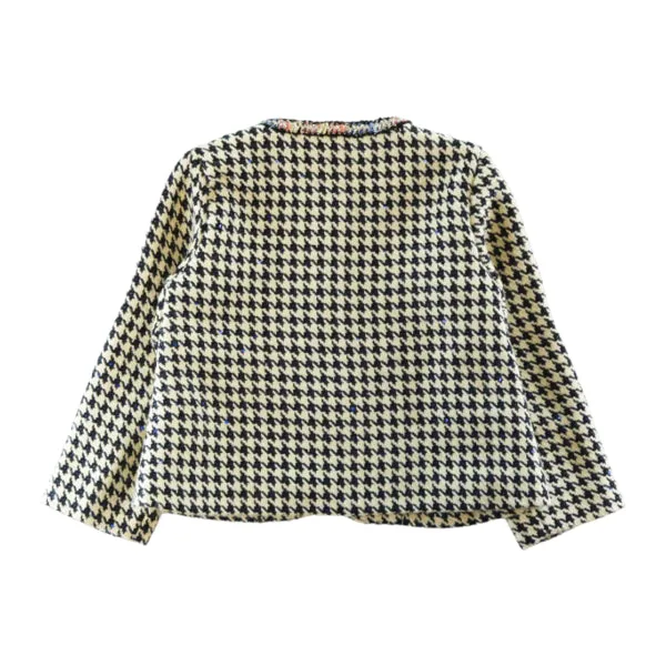 Houndstooth Jacket - Beige/Navy