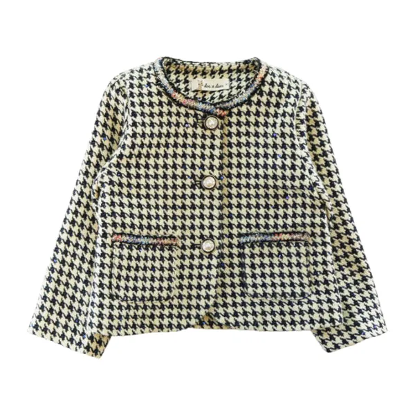 Houndstooth Jacket - Beige/Navy