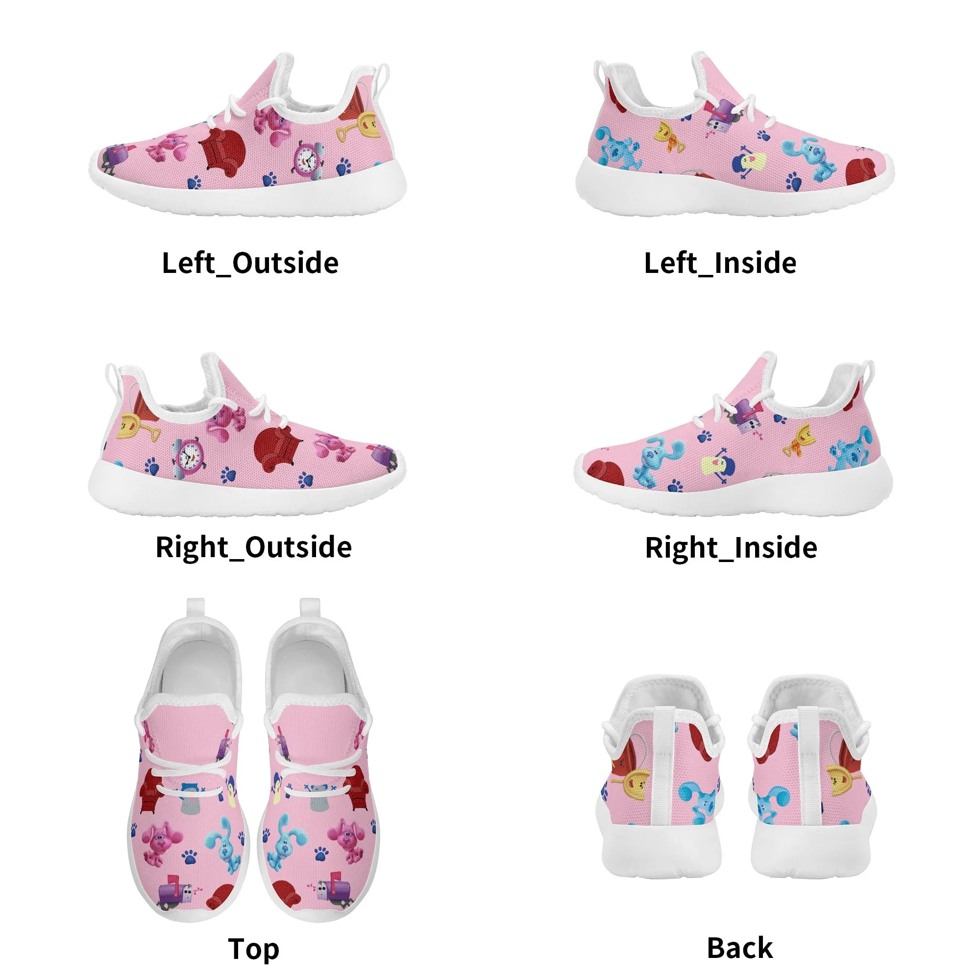 Kids Running Shoes | Breathable Kids Sneakers | Unisex Children's Mesh Knit Trainers | Pink Blue Clue