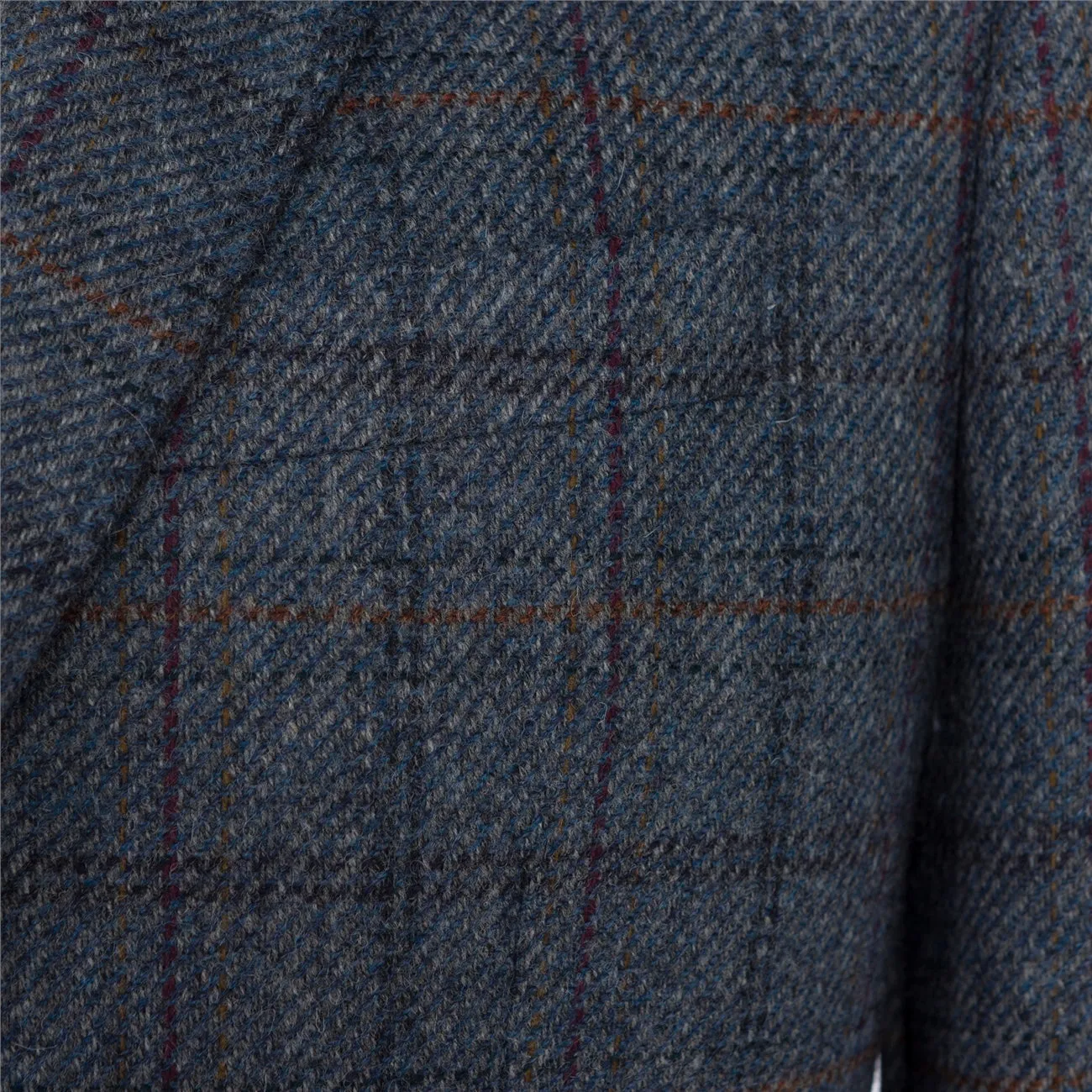 MAGEE Tweed Jacket - Mens Clady - Blue Twill With Rust, Navy & Plum Check