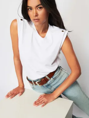 Marina Muscle Tee w/ Shoulder Detail