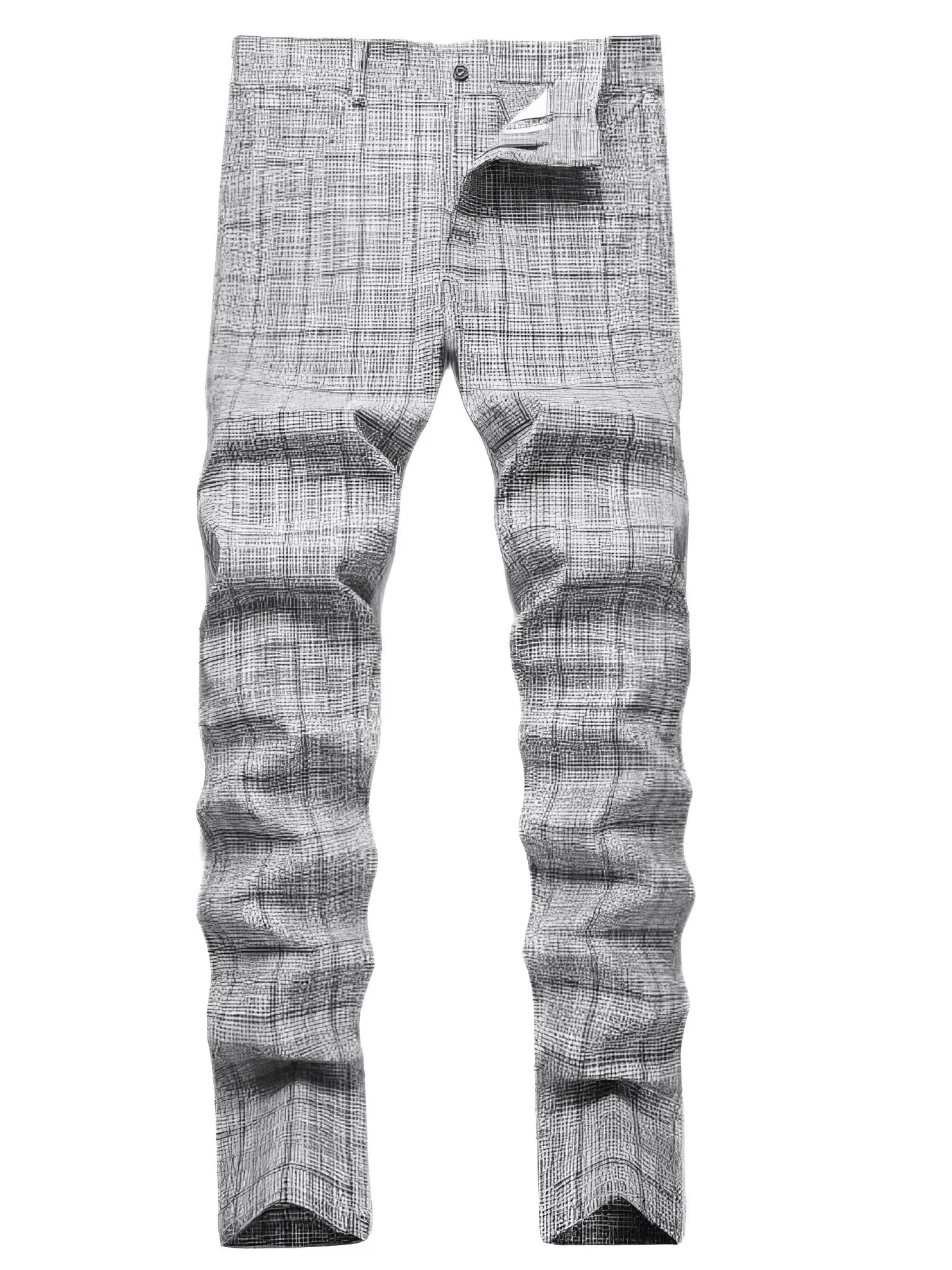 Men's Casual Plaid Pants High Stretch Straight Leg Trousers Slim Fit