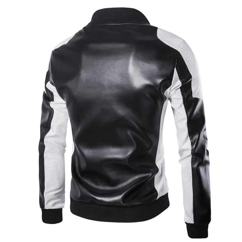 Men's PU Leather Patchwork Jacket