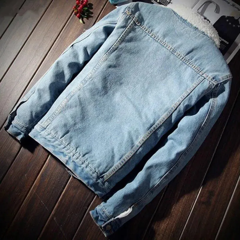 Men's Warm Fleece-Lined Denim Cowboy Jacket