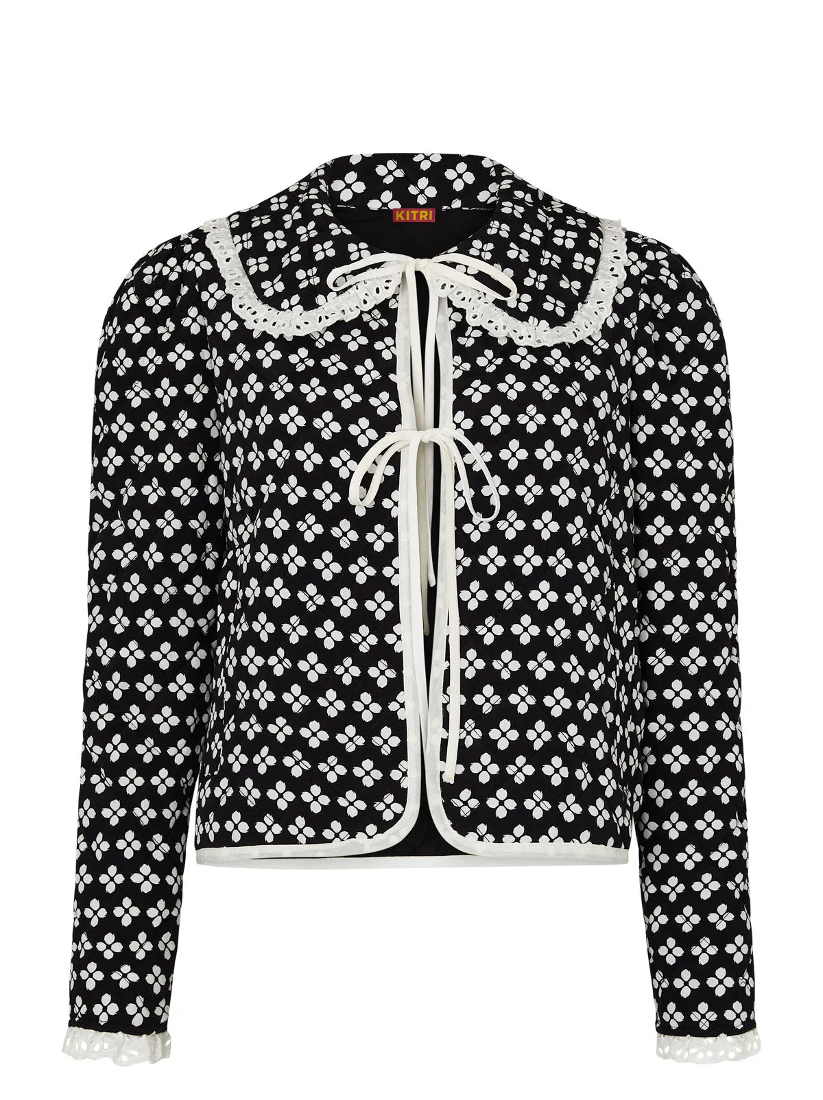 Mia Black Polka Floral Quilted Jacket