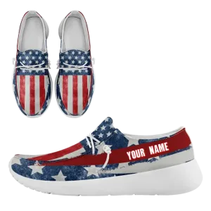 Personalized  America Flag Sneakers, Custom Patriotic Loafer Shoes,  Canvas Slip On Shoes,
FN018-24020303-4w