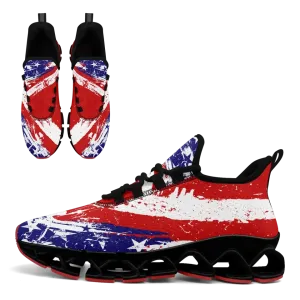 Personalized Patriotic Cloud Sneakers, Custom  American Flag Design Shoes, USA Pride Comfortable Shoes