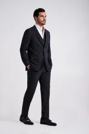 Slim fit wool stretch high performance suit with vest