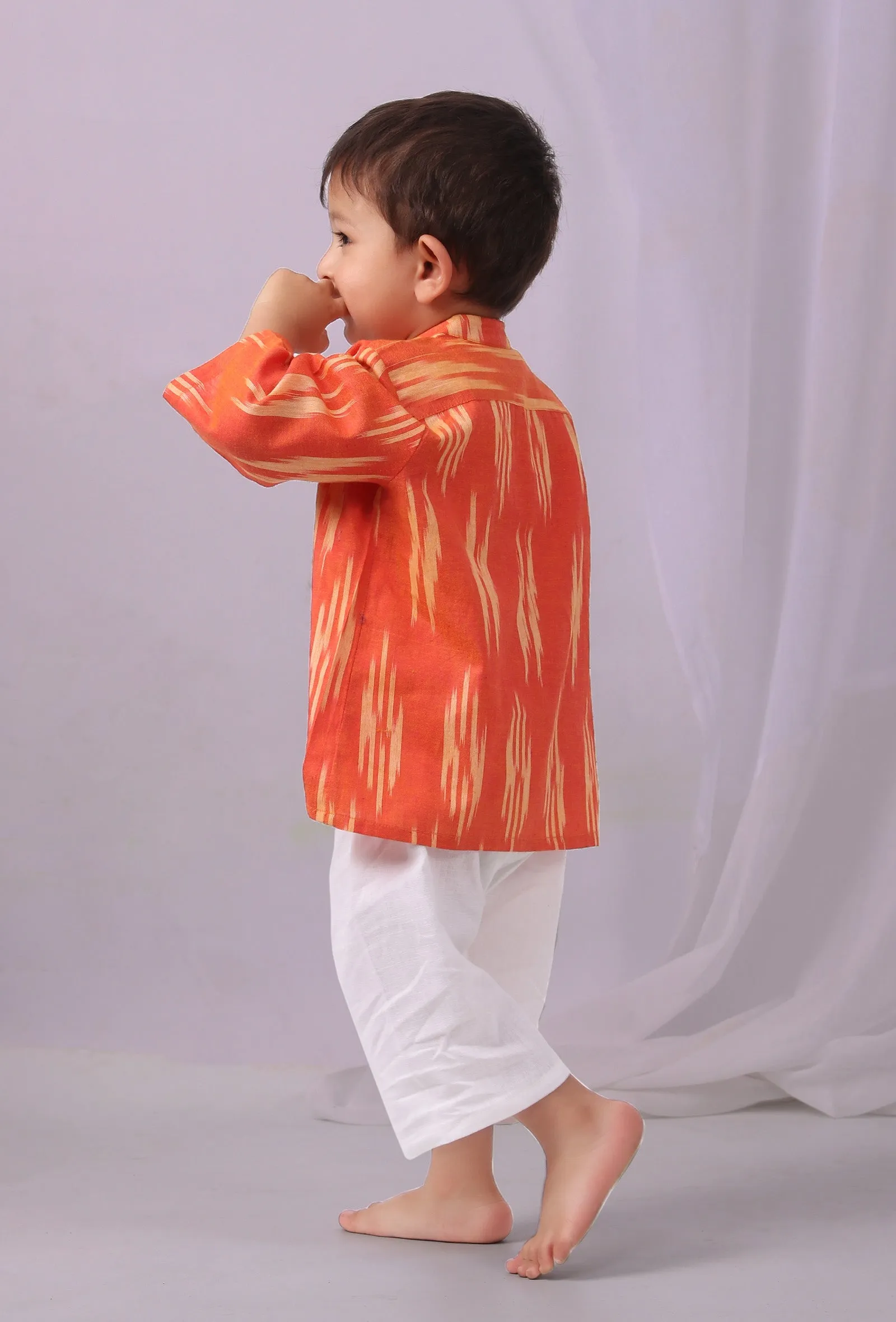 Sunset Orange Ikat Kurta