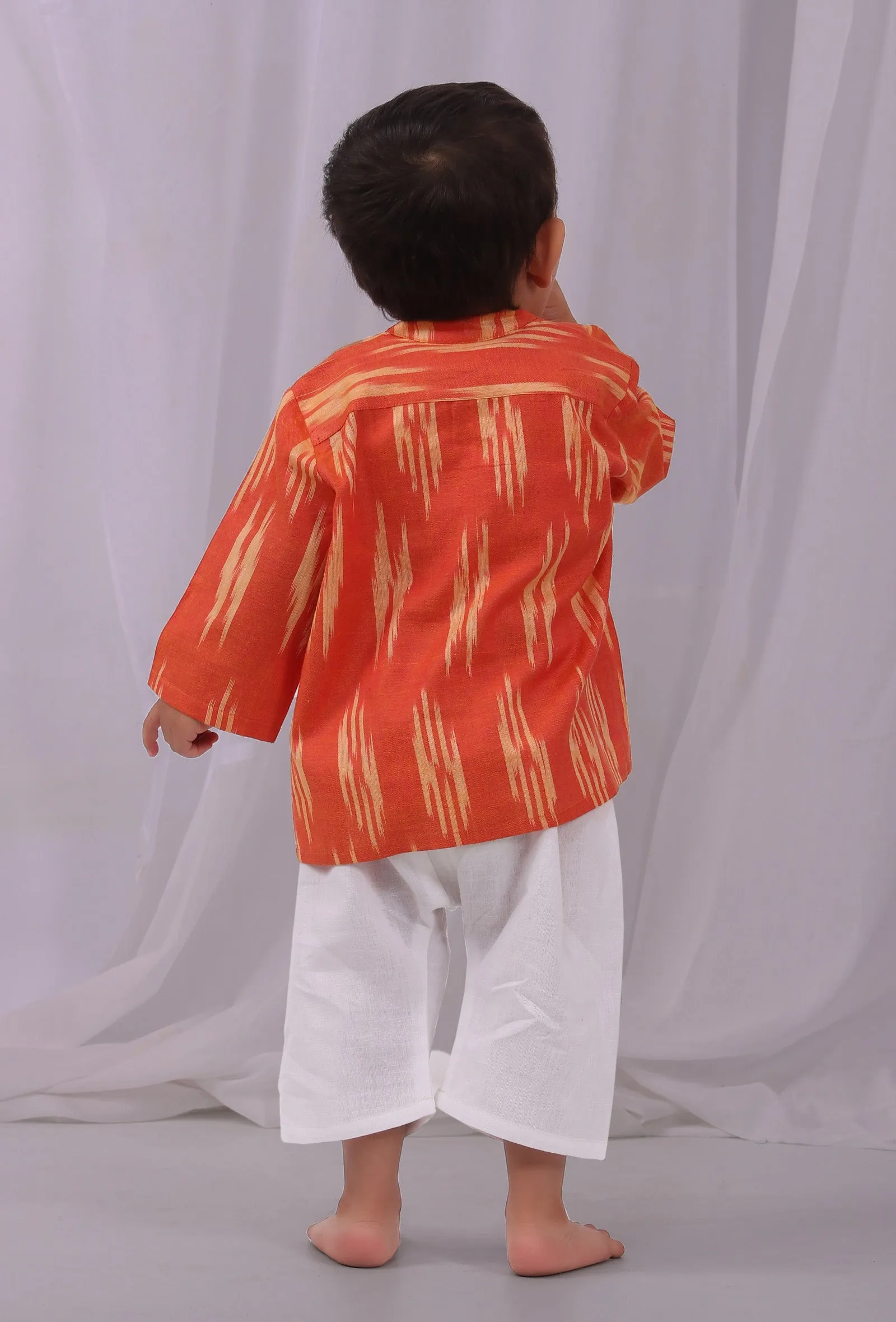 Sunset Orange Ikat Kurta