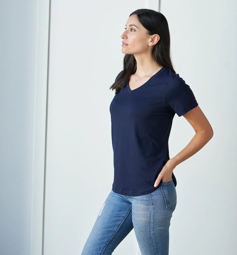 Threshold V-Neck T-Shirt Petite Fit - Maritime Blue