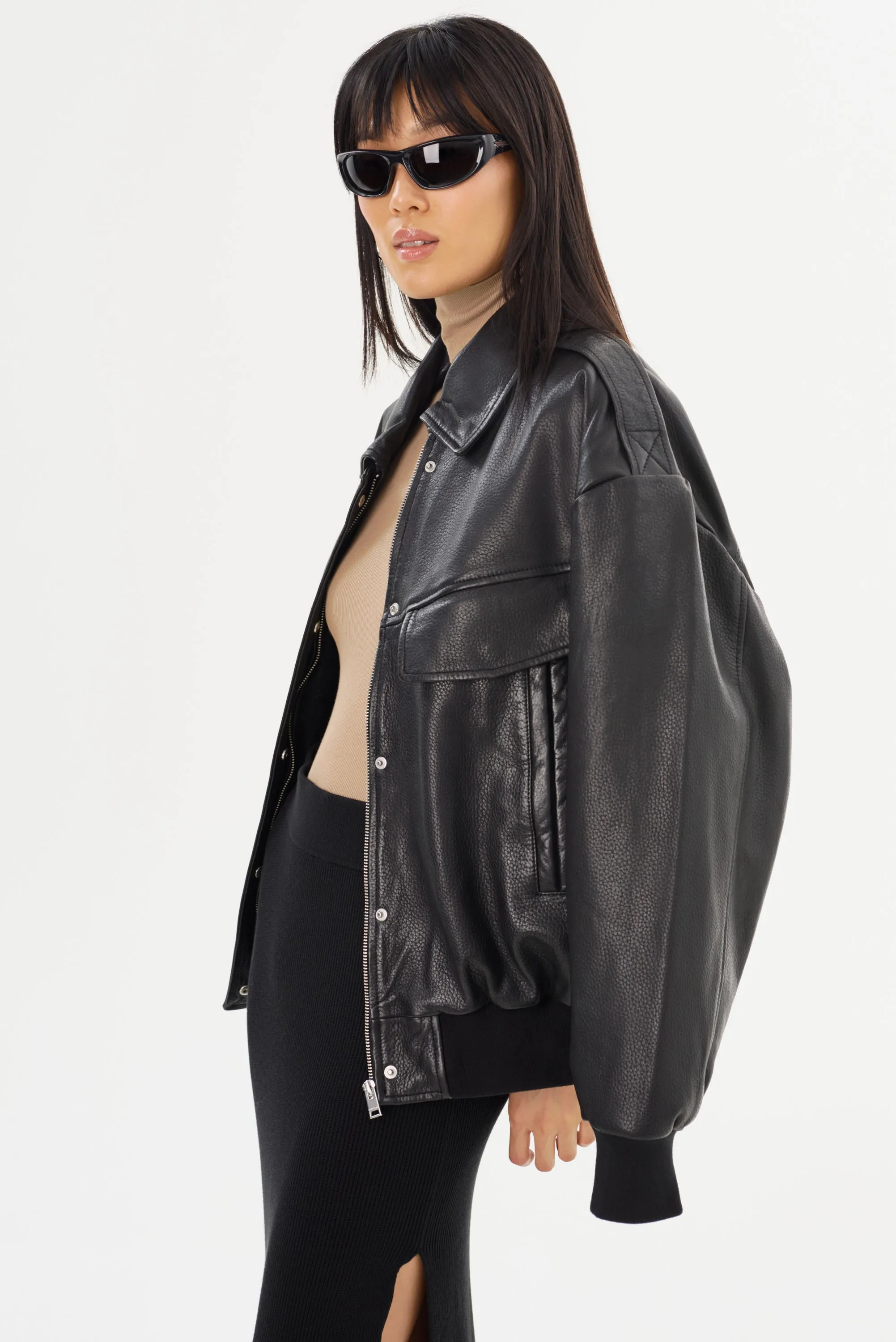 TREVANNA | Leather Bomber Jacket