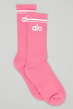 Unisex Throwback Sock - Pink Fuchsia/White